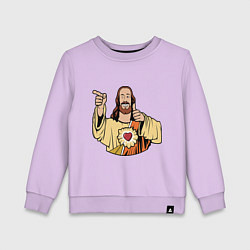 Свитшот хлопковый детский Dogma - smile Jesus like, цвет: лаванда