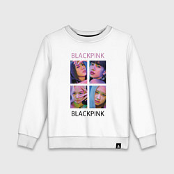 Свитшот хлопковый детский BLACKPINK черно-розовые, цвет: белый