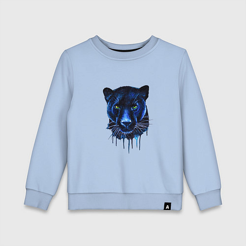 Детский свитшот Голова пантеры потекшая краска / Мягкое небо – фото 1