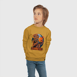 Свитшот хлопковый детский Halloween Scarecrow, цвет: горчичный — фото 2