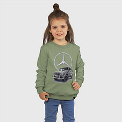 Свитшот хлопковый детский Mercedes Gelendwagen G63 AMG G-class G400d, цвет: авокадо — фото 2