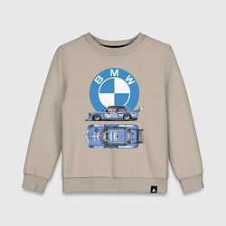 Свитшот хлопковый детский BMW Motorsport Retro, Germany, цвет: миндальный