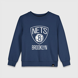 Свитшот хлопковый детский Бруклин Нетс логотип, цвет: тёмно-синий