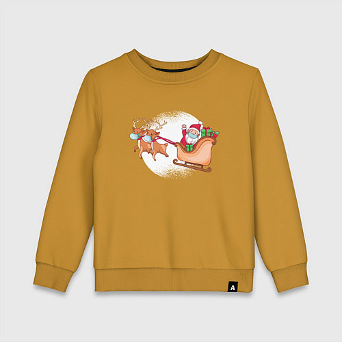 Детский свитшот Санта в маске / Горчичный – фото 1