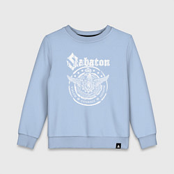 Свитшот хлопковый детский Белый логотип Sabaton, цвет: мягкое небо