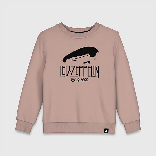 Детский свитшот Дирижабль Led Zeppelin с лого участников / Пыльно-розовый – фото 1