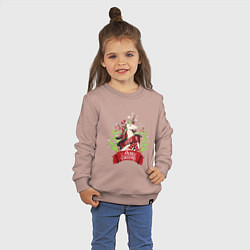 Свитшот хлопковый детский Christmas Unicorn, цвет: пыльно-розовый — фото 2