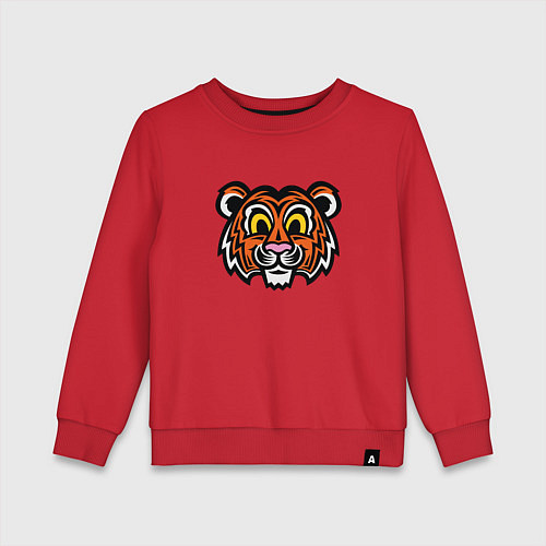 Детский свитшот Голова забавного тигра / Красный – фото 1