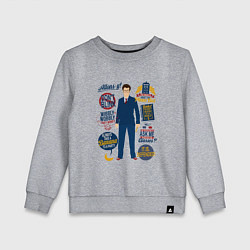 Свитшот хлопковый детский Доктор кто теннант, цвет: меланж