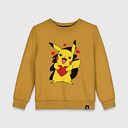Свитшот хлопковый детский ПИКАЧУ И СЕРДЕЧКО POKENON PIKACHU LOVE, цвет: горчичный