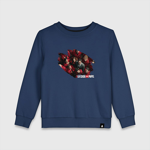 Детский свитшот БУМАЖНЫЙ ДОМ, БРЫЗГИ КРАСОК / Тёмно-синий – фото 1