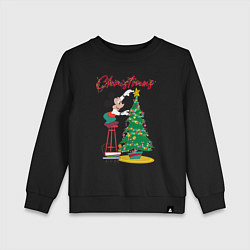 Свитшот хлопковый детский Mickeys Christmas, цвет: черный