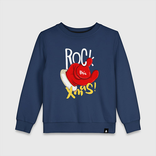 Детский свитшот Red mittens Rock this xmas / Тёмно-синий – фото 1