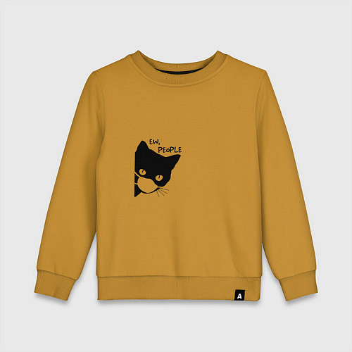 Детский свитшот Кот в маске / Горчичный – фото 1
