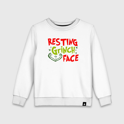 Детский свитшот Resting Grinch Face Новогодний / Белый – фото 1