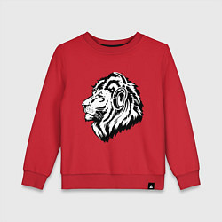 Свитшот хлопковый детский Лев в наушниках, цвет: красный