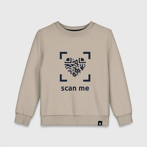 Детский свитшот Scan Me - Heart / Миндальный – фото 1