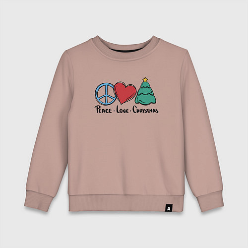 Детский свитшот Peace Love and Christmas / Пыльно-розовый – фото 1