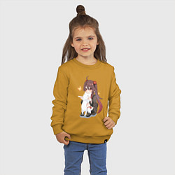 Свитшот хлопковый детский ХУ ТАО И БЕЛЫЙ КОТИК, цвет: горчичный — фото 2