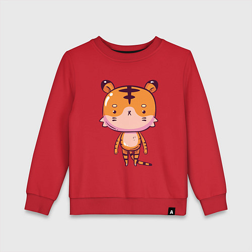 Детский свитшот 2022 Удивленный тигр / Красный – фото 1