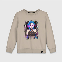 Свитшот хлопковый детский JINX SHOOT ARCANE LOL, цвет: миндальный