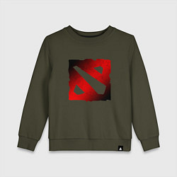 Свитшот хлопковый детский ЧЁРНО КРАСНОЕ ЛОГО ДОТА 2 DOTA 2 LOGO, цвет: хаки