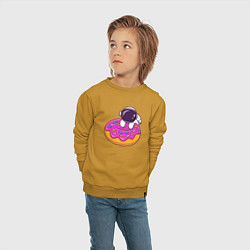 Свитшот хлопковый детский Космический пончик, цвет: горчичный — фото 2