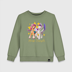 Свитшот хлопковый детский Magic Pony Friends, цвет: авокадо