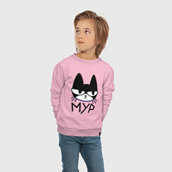 Свитшот хлопковый детский Хмурый котик, цвет: светло-розовый — фото 2