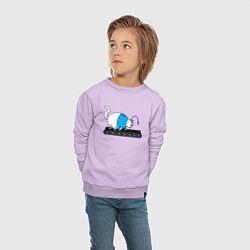 Свитшот хлопковый детский Котик-спортик, цвет: лаванда — фото 2