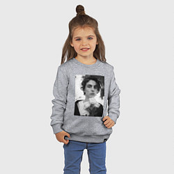 Свитшот хлопковый детский Timothee Chalamet с розами, цвет: меланж — фото 2