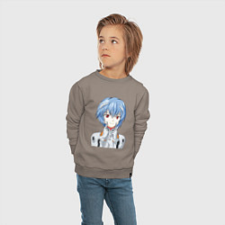 Свитшот хлопковый детский Neon Genesis Evangelion Рей, цвет: утренний латте — фото 2