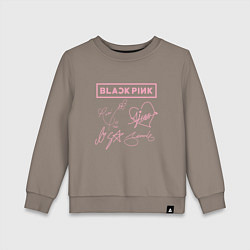 Свитшот хлопковый детский BLACKPINK АВТОГРАФЫ БЛЭКПИНК, цвет: утренний латте