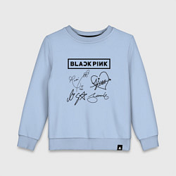 Свитшот хлопковый детский BLACKPINK АВТОГРАФЫ ЧЁРНЫЙ БЛЭКПИНК, цвет: мягкое небо