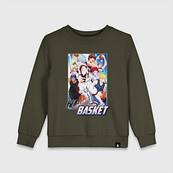 Свитшот хлопковый детский TEAM KUROKO HEROES, цвет: хаки