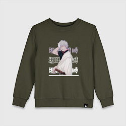 Свитшот хлопковый детский Гинтама Gintama, Гинтоки Саката Gintoki Sakata, цвет: хаки