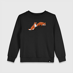 Свитшот хлопковый детский Акварельные лисы пара, цвет: черный