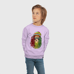 Свитшот хлопковый детский Rasta lioN, цвет: лаванда — фото 2