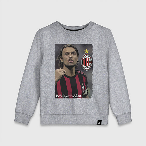 Детский свитшот Paolo Cesare Maldini - Milan, captain / Меланж – фото 1