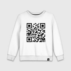 Свитшот хлопковый детский Хочу в тайгу - QR code, цвет: белый