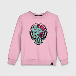 Свитшот хлопковый детский Cool skull! Grin!, цвет: светло-розовый