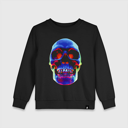 Детский свитшот Cool neon skull / Черный – фото 1