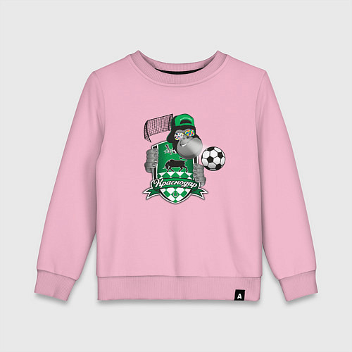 Детский свитшот Футбольный клуб Краснодар с обезьяной / Светло-розовый – фото 1