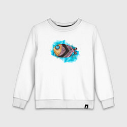 Свитшот хлопковый детский Забавная рыбка, цвет: белый