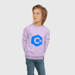 Свитшот хлопковый детский Язык программирования C Sharp, цвет: лаванда — фото 2
