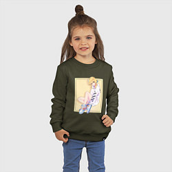 Свитшот хлопковый детский Современная Люмин, цвет: хаки — фото 2