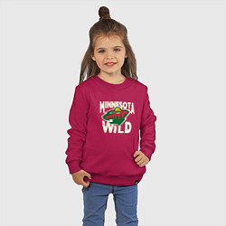 Свитшот хлопковый детский Миннесота Уайлд, Minnesota Wild, цвет: маджента — фото 2