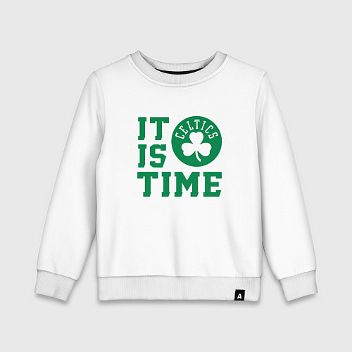 Детский свитшот IT IS CELTICS TIME НАСТАЛО ВРЕМЯ СЕЛТИКС BOSTON CE / Белый – фото 1