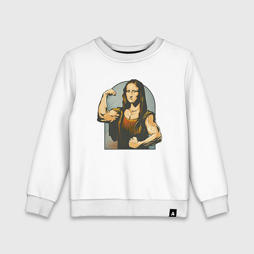 Детский свитшот Мона Лиза и бодибилдинг / Белый – фото 1