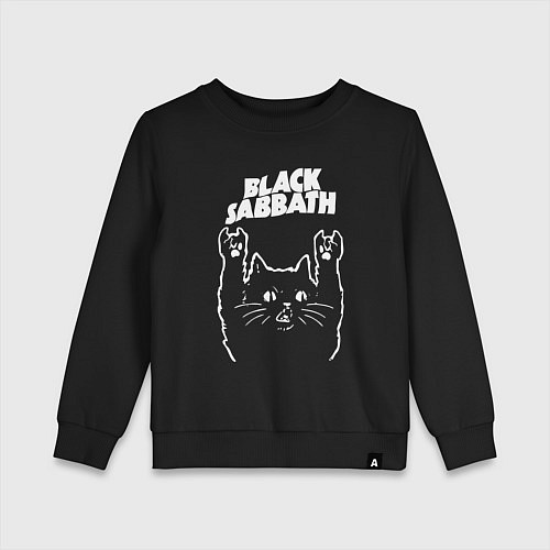 Детский свитшот Black Sabbath Рок кот / Черный – фото 1